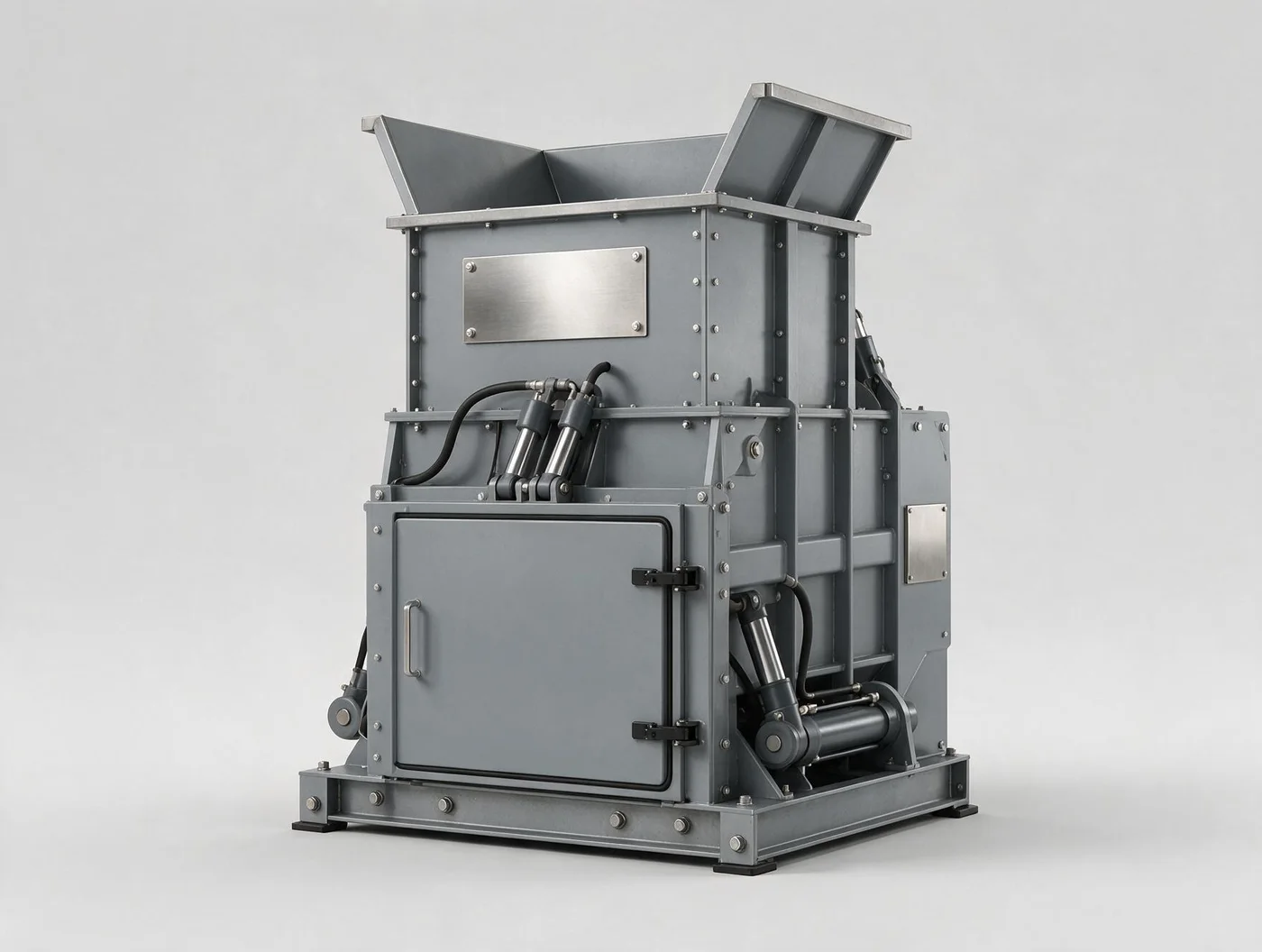 Compactador de fuso industrial isolado em fundo neutro, visualização ilustrativa de produto