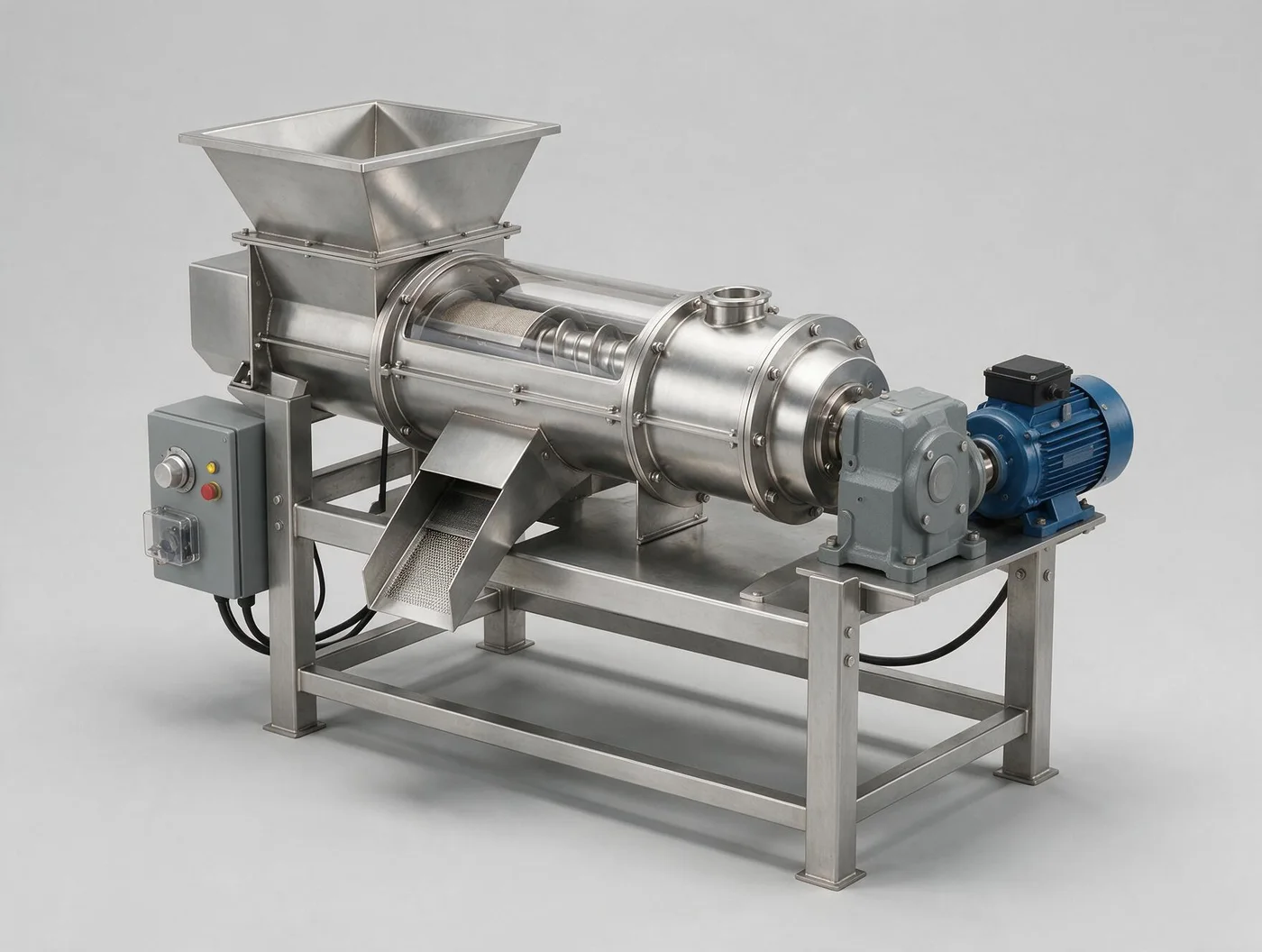 Equipamento industrial de desidratação isolado em fundo neutro, visualização ilustrativa de produto